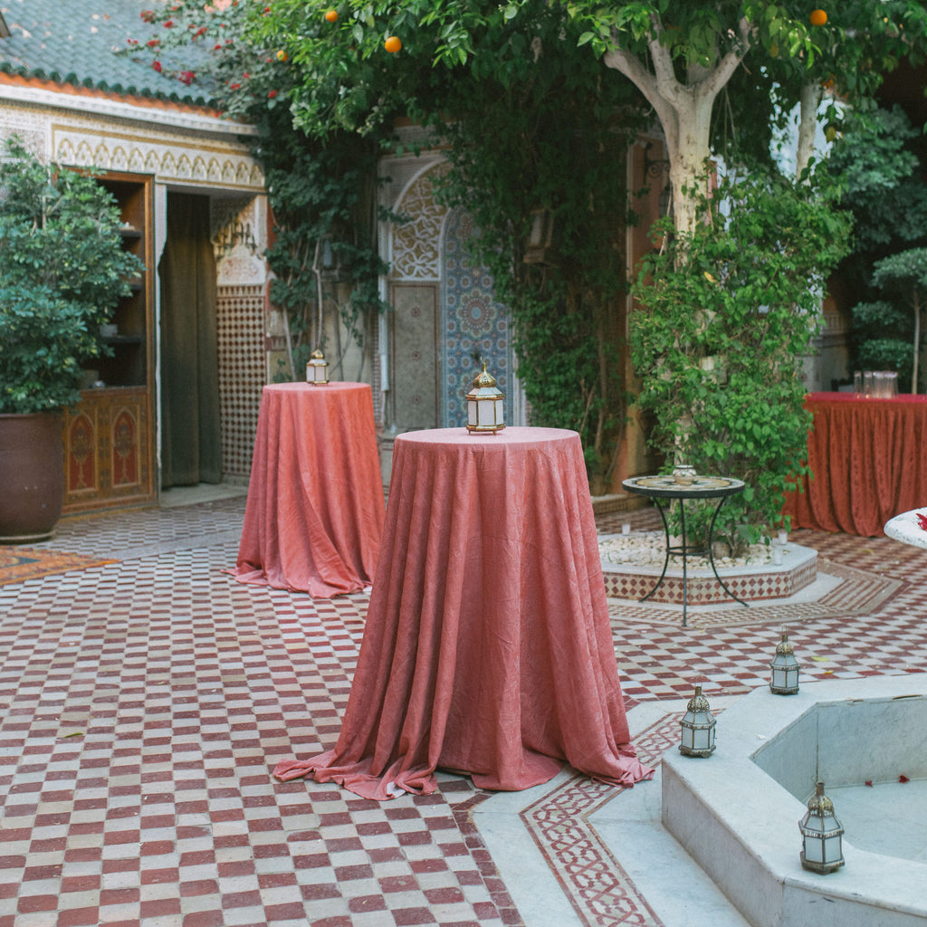 TEXPI Pink High Tablecloth Rental in Marrakech | Rocco Rentals